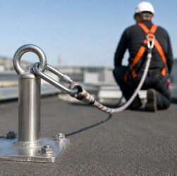 Point d’ancrage pour système antichute avec travailleur sécurisé